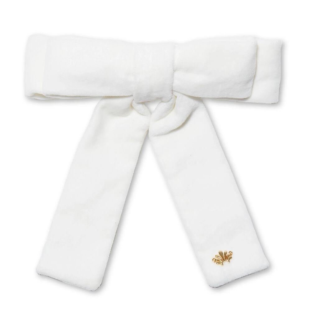 Lele Sadoughi Velvet Bow Barrette White Gold Logo NWT - Picture 2 of 10